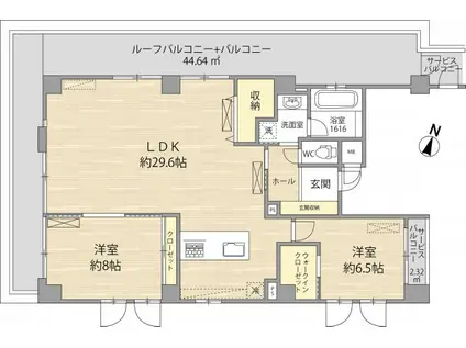 ウエストヒル御影城ノ前(2LDK/4階)の間取り写真