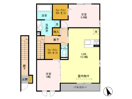 ラ・ルーチェB(2LDK/2階)の間取り写真