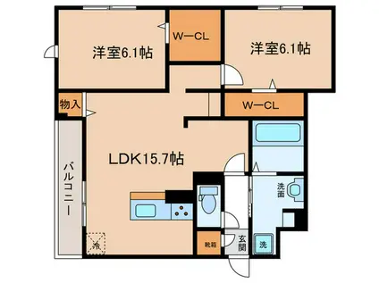 サザンクロススクエア(2LDK/3階)の間取り写真