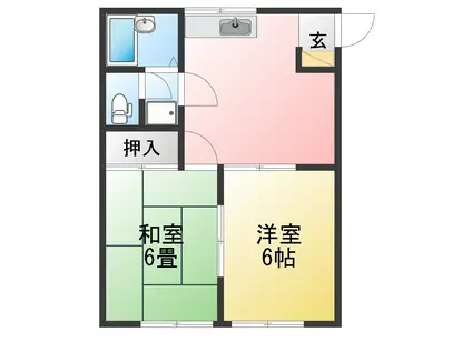 レピュート長沼(2DK/1階)の間取り写真