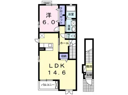 ターコイズ M(1LDK/2階)の間取り写真