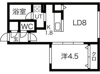 FRAN麻生(1LDK/4階)の間取り写真