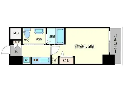 エステムコート難波ウエストサイドIVザ・フォース(1K/3階)の間取り写真