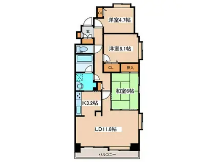 北23条シティハウス(3LDK/2階)の間取り写真