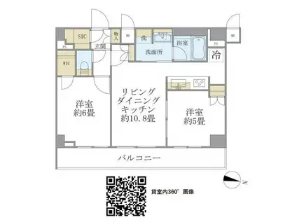 COCO-CHILL KAMEARI(2LDK/6階)の間取り写真