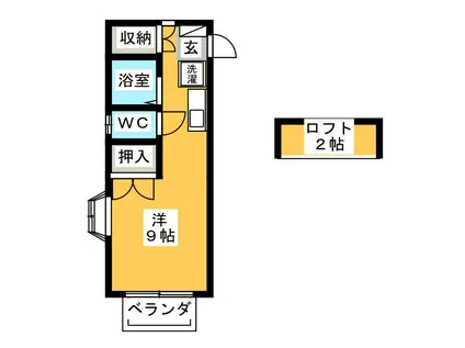エステートピアグリーンヒル(ワンルーム/2階)の間取り写真