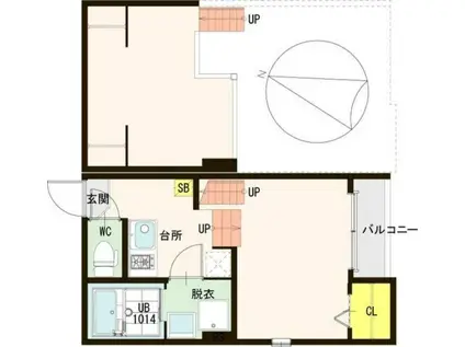 SAKURA COURT(1K/2階)の間取り写真