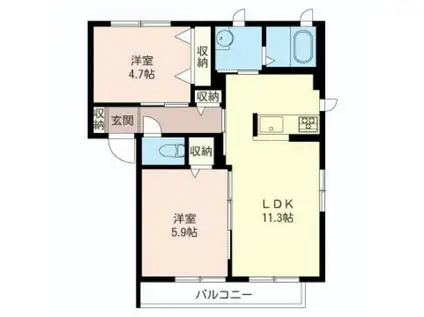 グランドール清長(2LDK/2階)の間取り写真