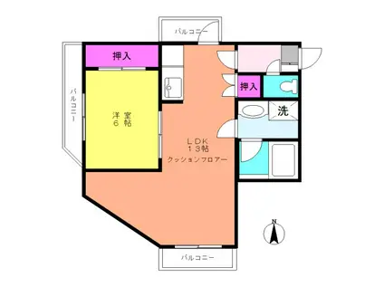 プロスパー市ヶ尾(1LDK/1階)の間取り写真