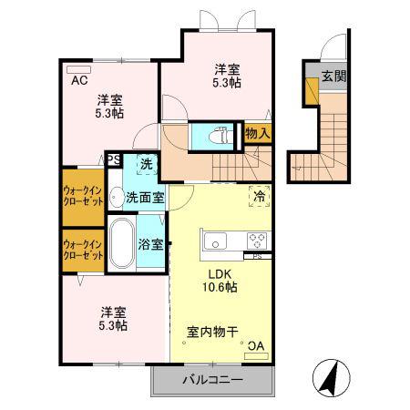 エミネンス パレ/サンライズ パレ サンライズ パレ(3LDK/2階)の間取り写真