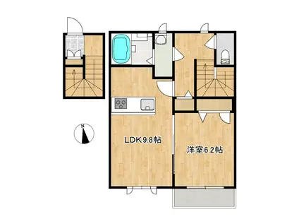 シャローム(1LDK/2階)の間取り写真
