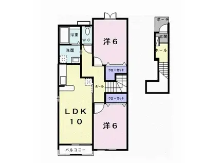ハイツナリッシュ3(2LDK/2階)の間取り写真