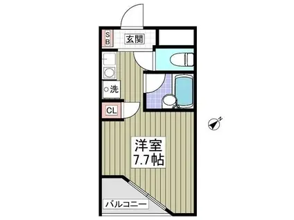 パワーク調布(ワンルーム/1階)の間取り写真