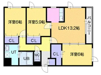 鍋島ハイツI(3LDK/2階)の間取り写真