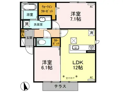 カルトセゾン(2LDK/1階)の間取り写真