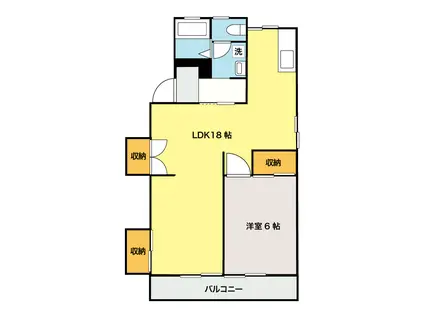 マイティマンション平和通(1LDK/1階)の間取り写真