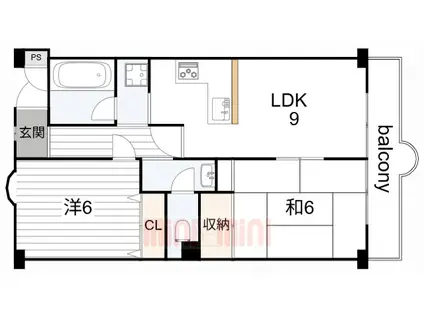 ペンコート芦屋(2LDK/2階)の間取り写真