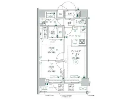 ベルシード墨田(2DK/3階)の間取り写真
