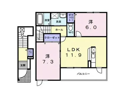 プリムラ ジュリアン(2LDK/2階)の間取り写真