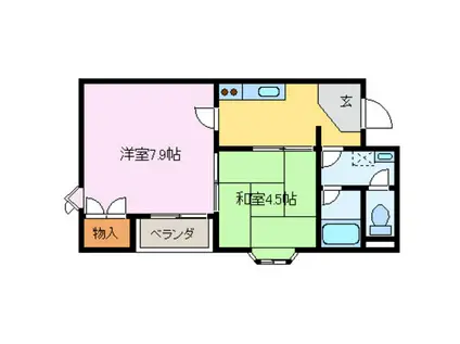 サンシャトー宝(2K/4階)の間取り写真