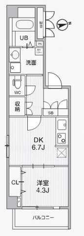 ALIVIS中野(1DK/2階)の間取り写真