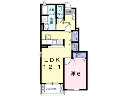 エアリーレジデンス芝生(1LDK/1階)の間取り写真