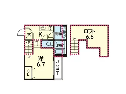 ステラ平成(1K/2階)の間取り写真