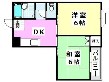 グリーンハウス(2DK/3階)の間取り写真