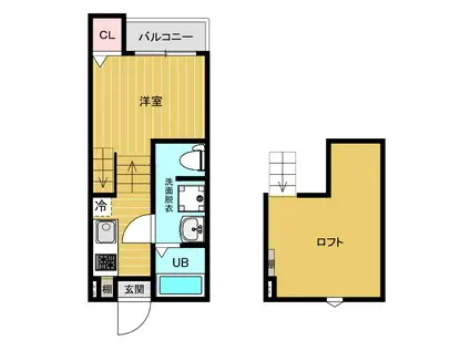 BELLA CASA竹下(1K/1階)の間取り写真