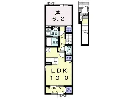 サイド ツー(1LDK/2階)の間取り写真
