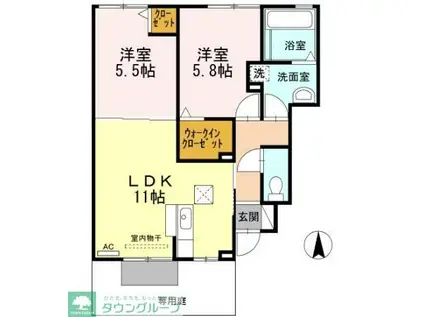 ファルツ宿跡(2LDK/1階)の間取り写真