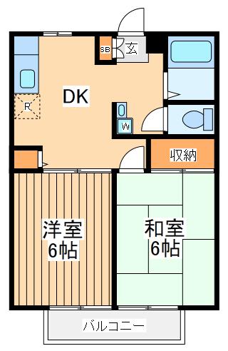 クレールハイム(2DK/2階)の間取り写真