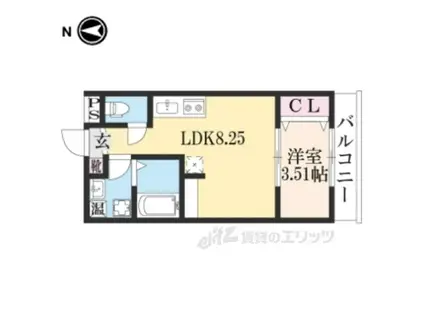 CREO太秦天神川(1LDK/4階)の間取り写真