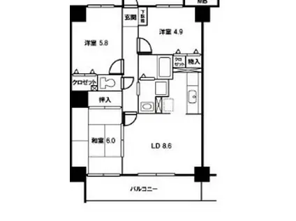 ウインズステージ(3LDK/2階)の間取り写真