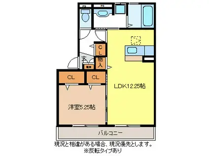 バン・ド・ソレイユ A棟(1LDK/2階)の間取り写真