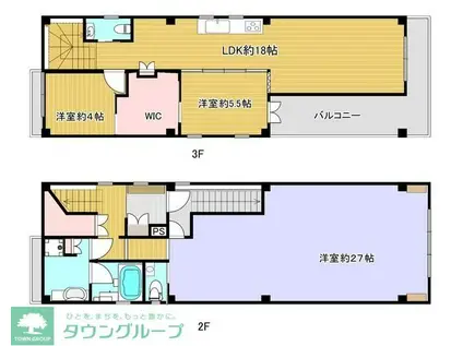 墨田区押上1丁目(2SLDK/2階)の間取り写真
