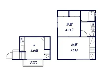 テラスショコラ(2K/1階)の間取り写真