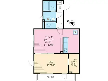 コンフォート文京向丘(1LDK/2階)の間取り写真