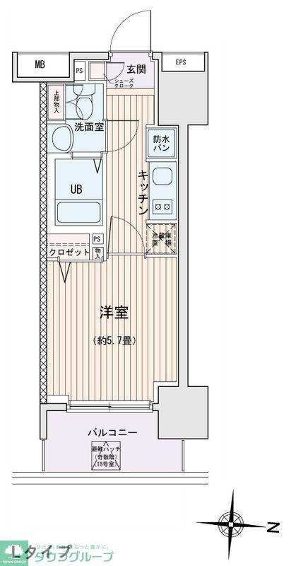 エスティメゾン錦糸町II(1K/5階)の間取り写真