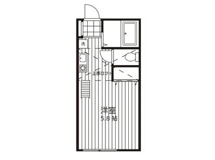 クローバーハウス西ヶ原(ワンルーム/2階)の間取り写真