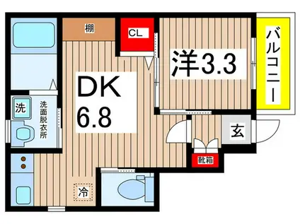LONG HILLS春日(1DK/1階)の間取り写真