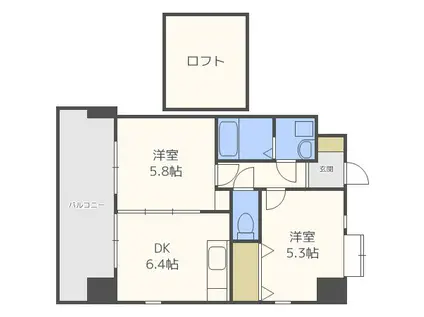 ウイングコートF館(2DK/2階)の間取り写真