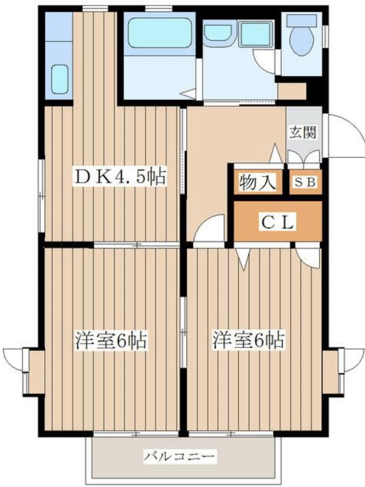 ハイマートK A棟(2DK/2階)の間取り写真