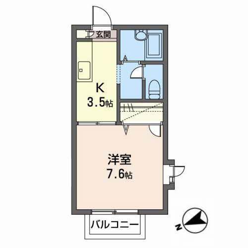 ジュネス文屋II(1K/2階)の間取り写真