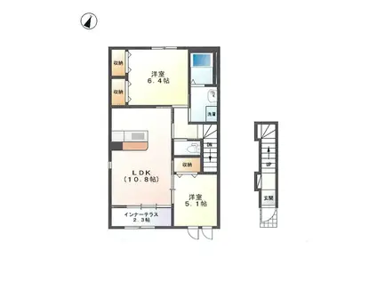 ラ・フェ(2LDK/2階)の間取り写真