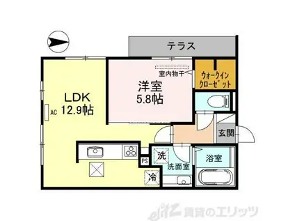 プレジール小野原(1LDK/1階)の間取り写真