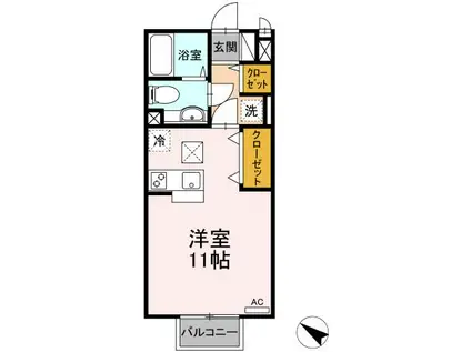 シンシアヒルズ(ワンルーム/1階)の間取り写真