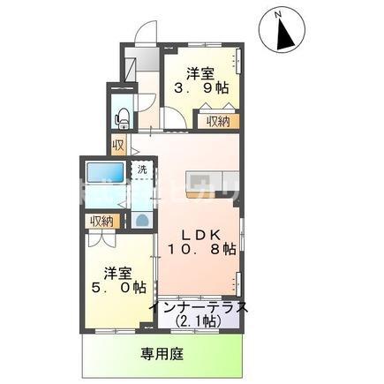 アザレア(2LDK/1階)の間取り写真