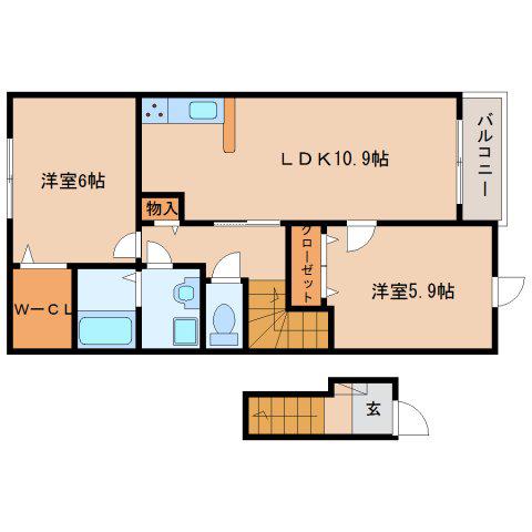 グラン ジュテ(2LDK/2階)の間取り写真