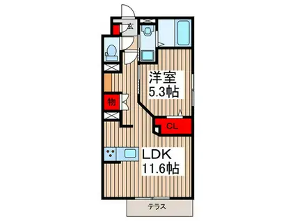 プレミエール草加(1LDK/1階)の間取り写真